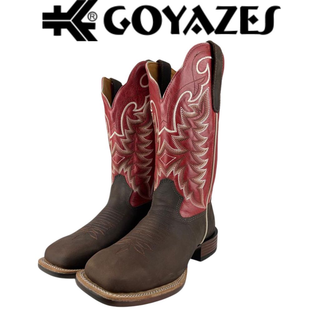 Bota Texana Masculina Goyazes Original Couro Legítimo Dallas Café Waco Cardial Bico Quadrado Power 246505