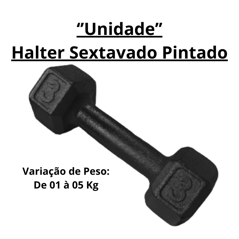 Halter Sextavado Pintado 1 a 5 Kg "Unidade" Treino em casa Musculação Peso Academia Fortalecimento Muscular