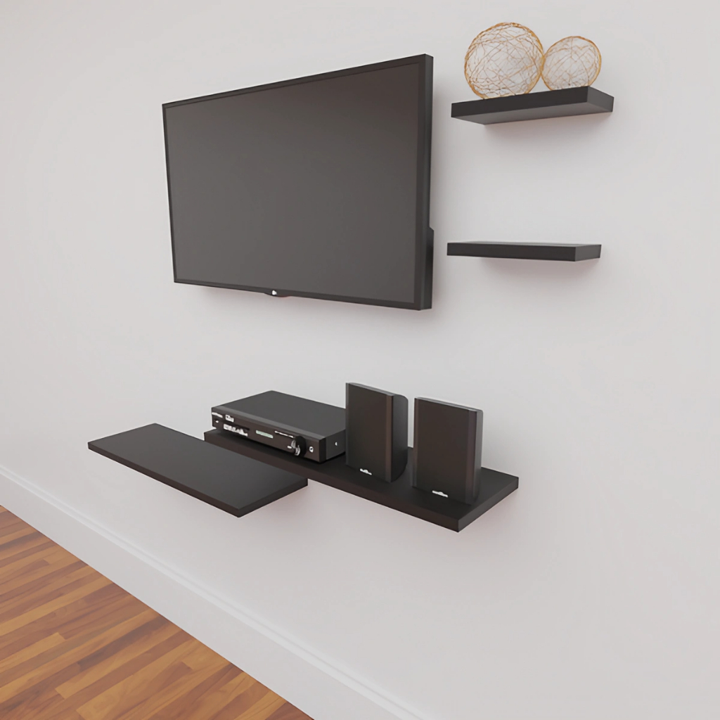 Rack Suspenso Com Prateleiras 4 Pçs Sala Quarto Preto ou Branco MDF em Oferta na Shopee