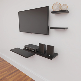 Rack Suspenso Com Prateleiras 4 Pçs Sala Quarto Preto ou Branco MDF em Oferta na Shopee