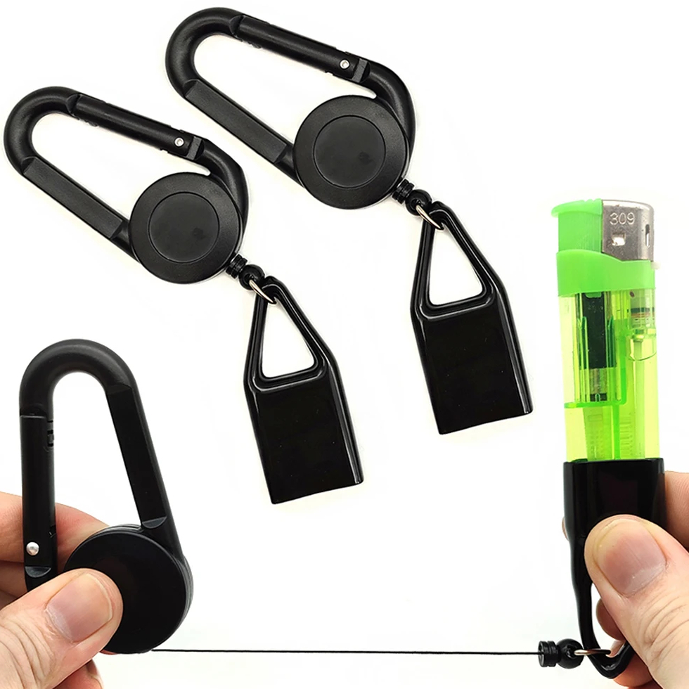Chaveiro Mosquetão Retrátil Porta Isqueiro Anti Rato Compatível Isqueiro Bic Isqueiro BIC Clipper