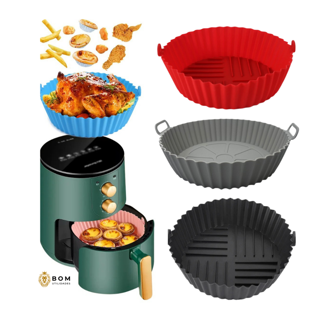 Forro Pra Fritadeira Silicone Air Fryer Micro-ondas Forno Lava-louças Com Alça Reutilizável Livre de BPA Free Com Alça Saudável Quadrada Redonda