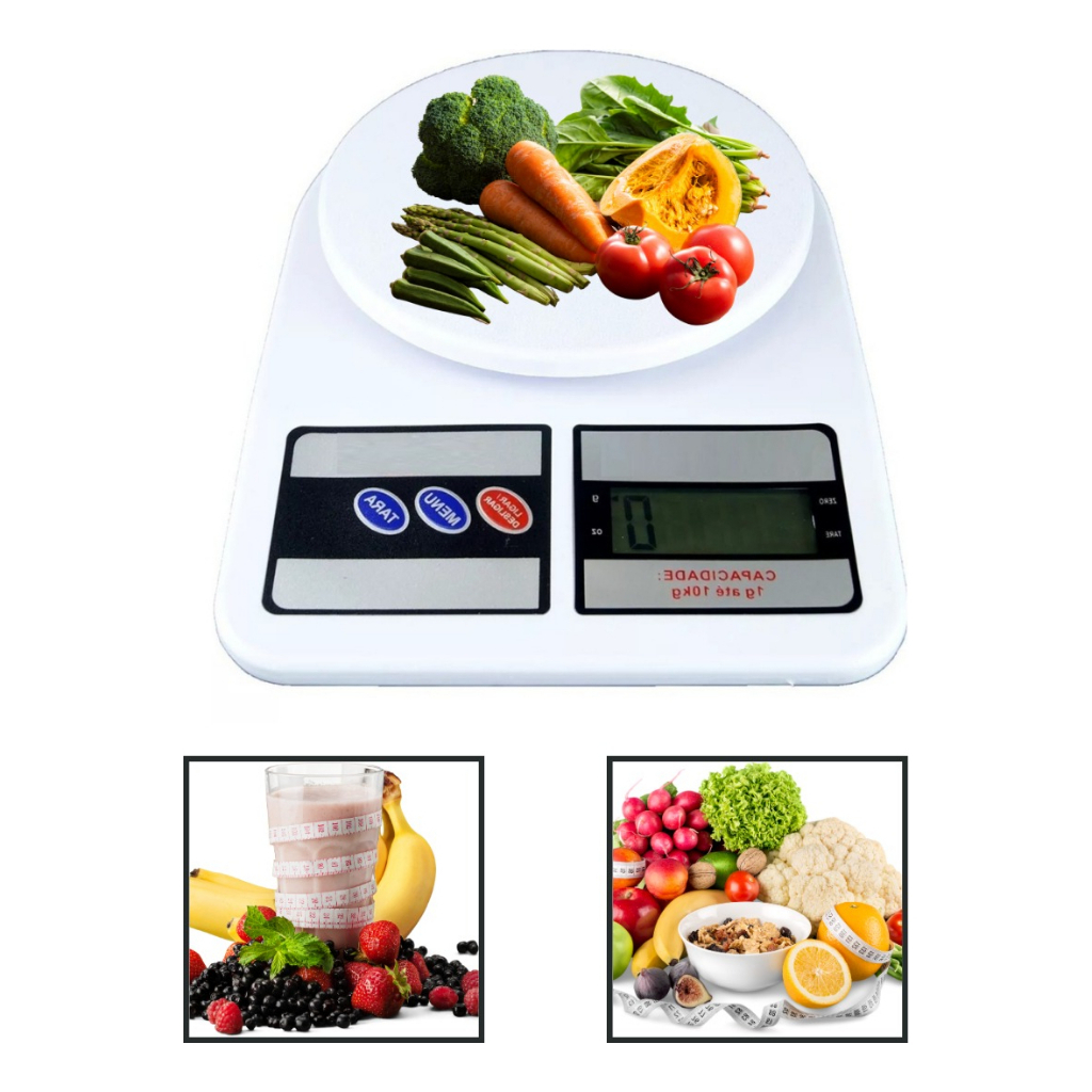 Balança Digital Cozinha Precisão 1g 10kg Tara Portátil Dieta Fitness Confeitaria Culinária Nutrição