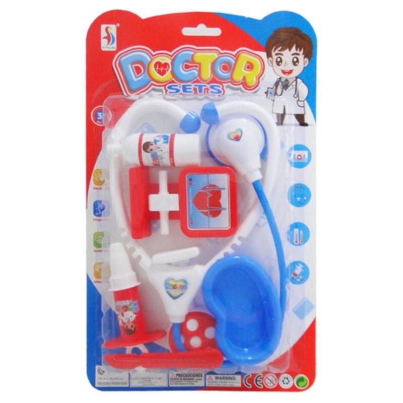 Kit Brinquedo Médico Infantil Com Estetoscópio 7 Peças Cartela Doutor - toy king