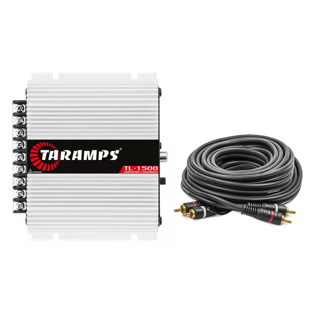 Kit Modulo Amplificador Tl1500 Taramps 390w Rms 3 Ch + Cabo Rca 5 Metros - Spare Parts and Accessories for Vehicles