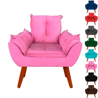 Poltrona Decorativa Opala Suede Cores Pés Palitos Para Escritório Sala De Estar Área De Lazer