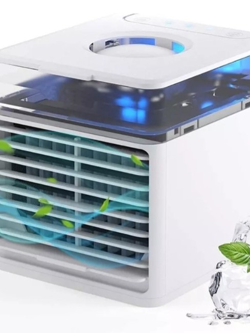 Mini Ar Condicionado Portátil De Mesa Escritório Usb Bivolt Cor Branco 110v/220v