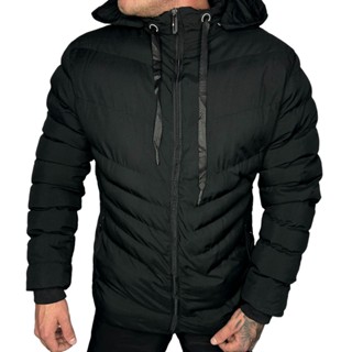 Bobojaco Masculino Casaco Jaqueta Puffer Gominho Impermeável com Capuz Removível Bolso Com Ziper