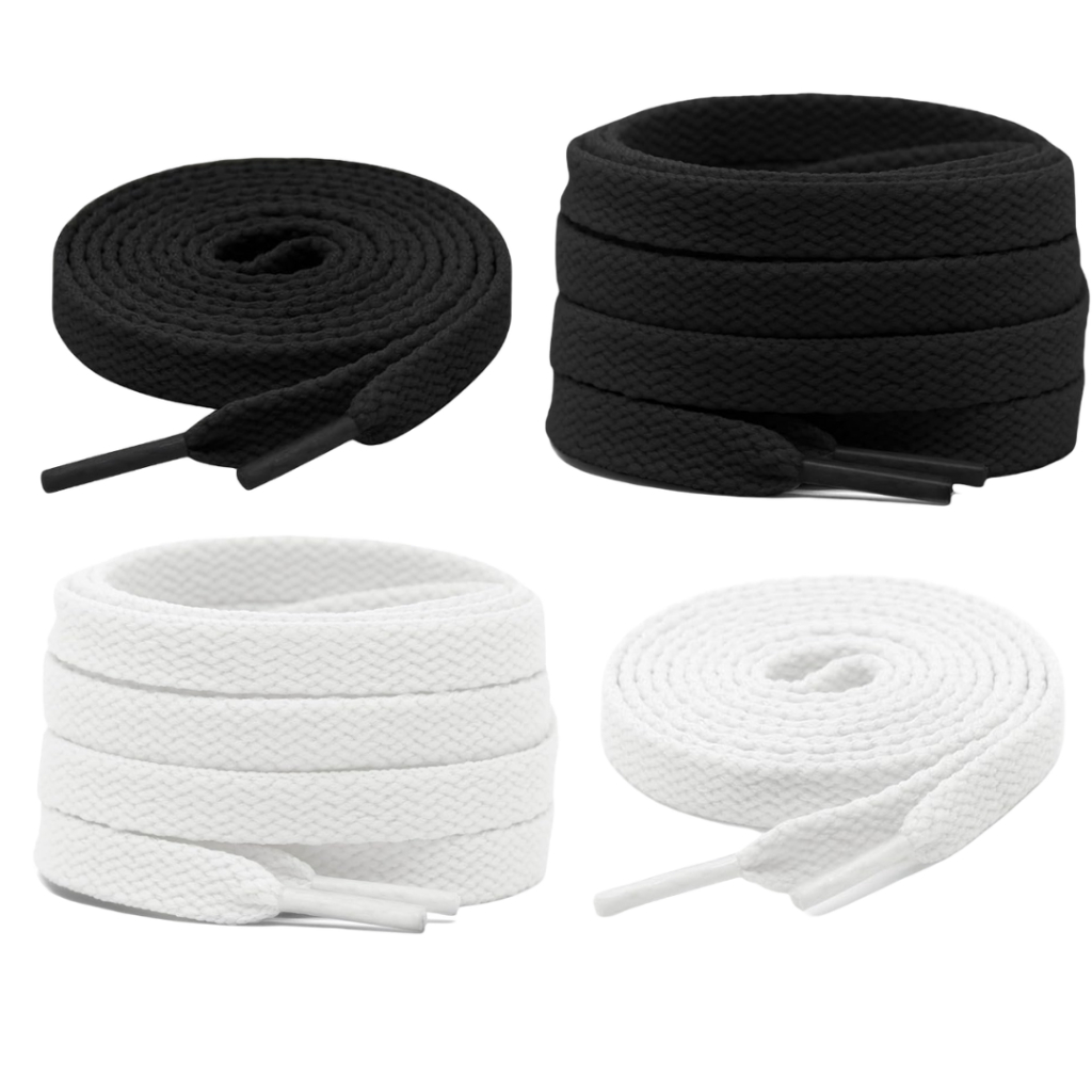 Cadarço chato Ténis 120 cm Branco e Preto