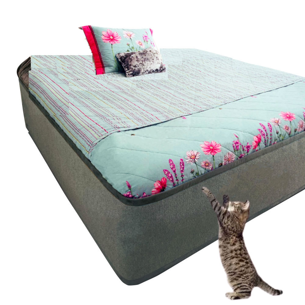 Saia Cama Box Solteiro Protetor E Arranhador De Gatos