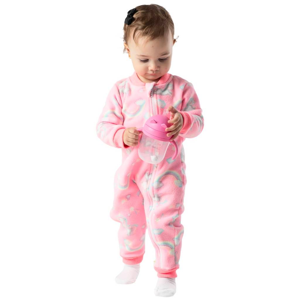 Pijama Macacão Infantil Vrasalon Unicórnio Rosa Cód: 541