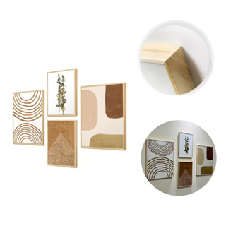 Kit 4 Quadros para Decoração Formas Boho Plantas Sala Escritório Formas Geométricas Tons Terrosos em Oferta na Shopee