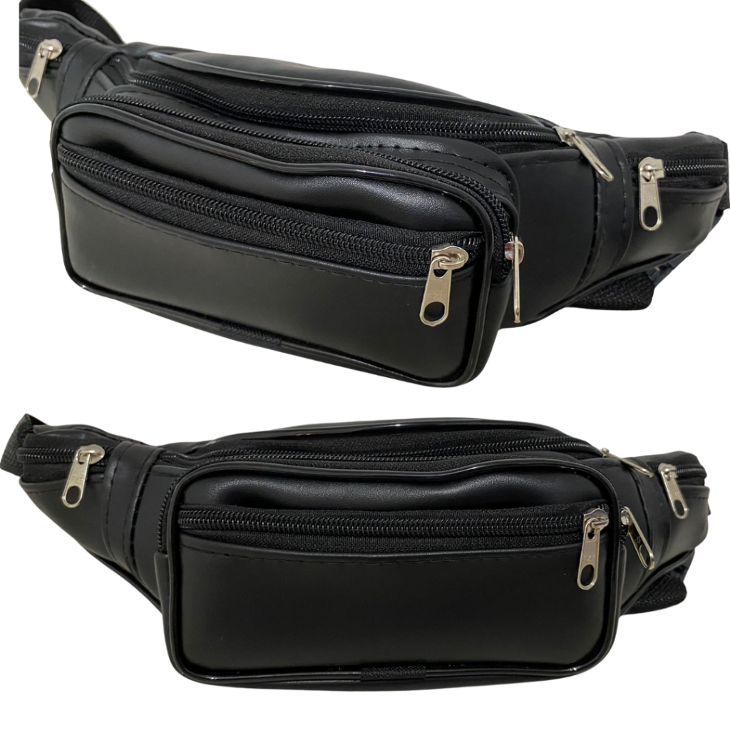 Pochete Masculina Feminina de Couro Sintético Bolsa Cintura Motoqueiro Caminhada Academia
