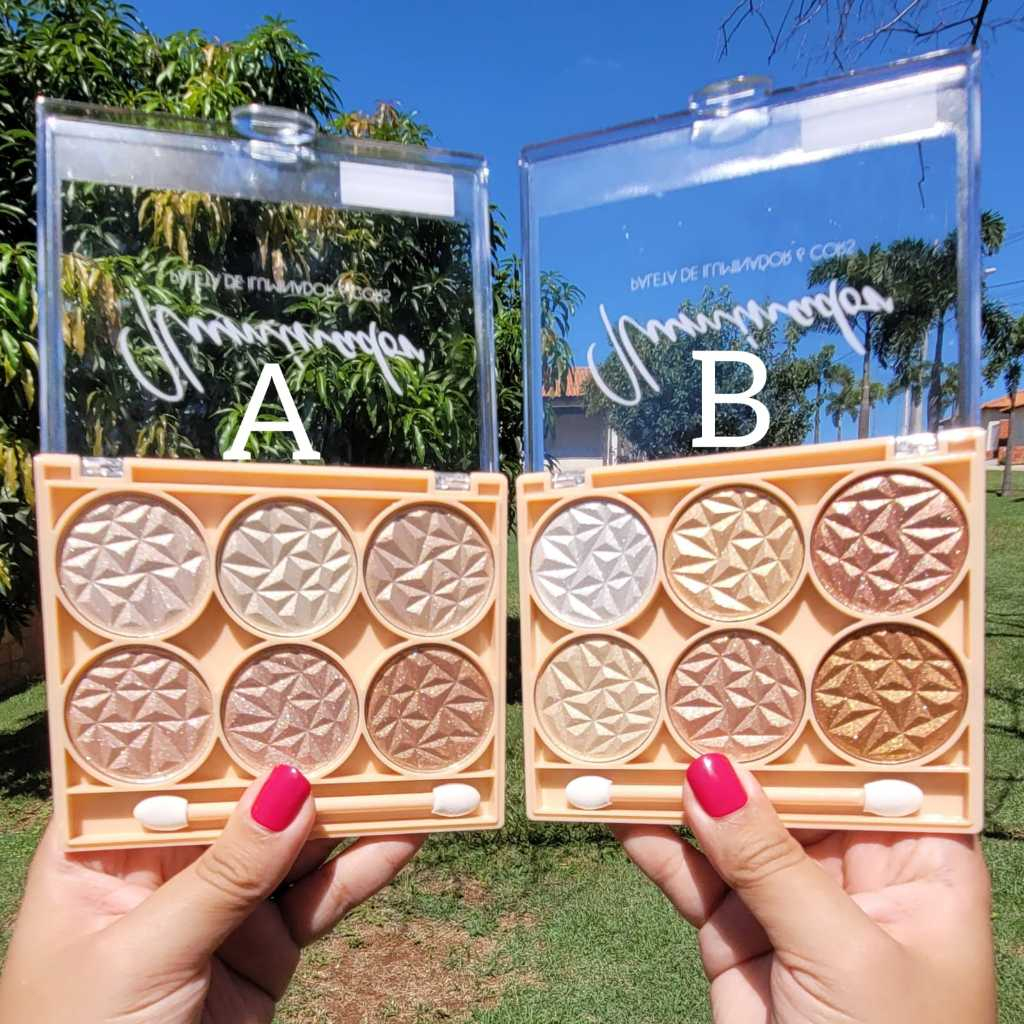Iluminador Maquiagem Paleta de 6 Cores Profissional Facial e Corporal