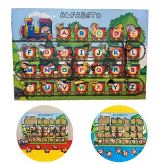 Alfabeto Trem Brinquedo Pedagógico Educativo de Madeira e Encaixe Trenzinho Divertido em Oferta na Shopee