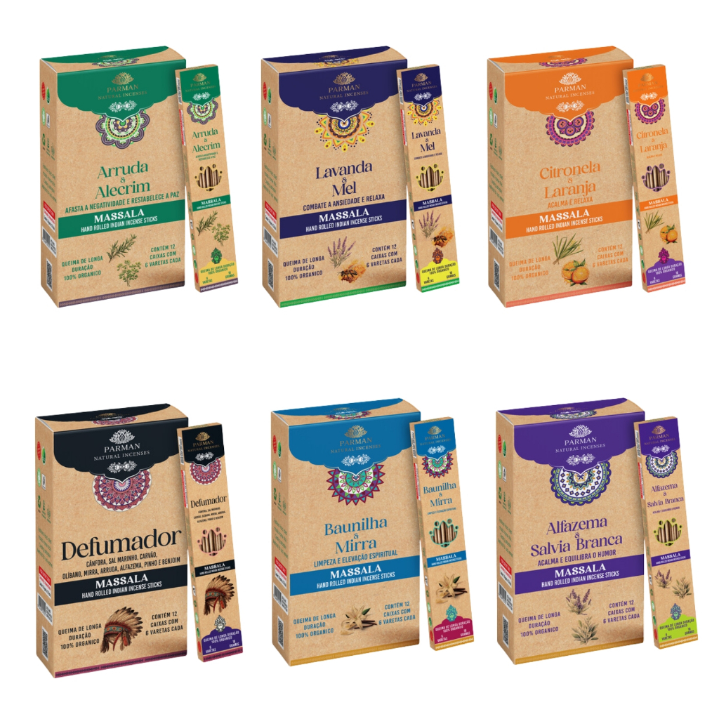 Incenso Massala Orgânico 100% Natural Longa Duração Parman Naturals - Escolha o Seu em Oferta na Shopee