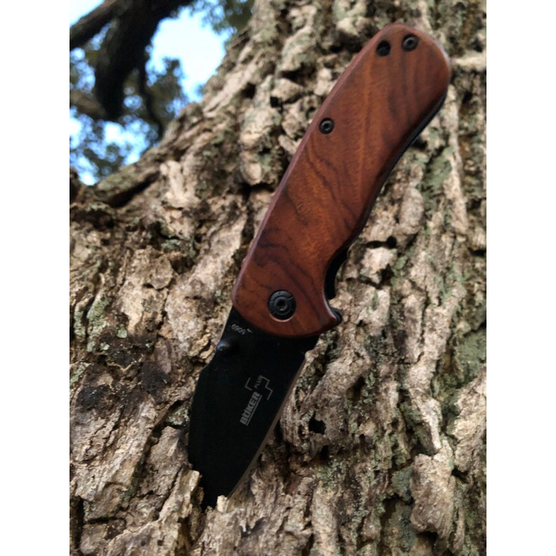 Canivete Böker Plus Nf5069 - Cabo Madeira 15cm Profissional Tático, Resistente Pronto para Aventura