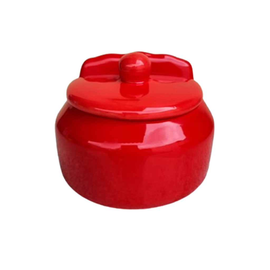 Saleiro em Cerâmica Vermelho Mesa e Parede com tampa Cozinha 500gr de Sal