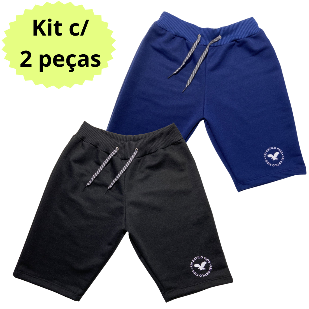 Kit 2 Bermudas Shorts Infantil Moletom Moletinho Menino em Oferta na Shopee