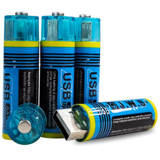 Kit 4 Pilhas Aa Recarregável Via Usb 1.5v 1.800mah Pilha JWS Bateria Recarregaveis