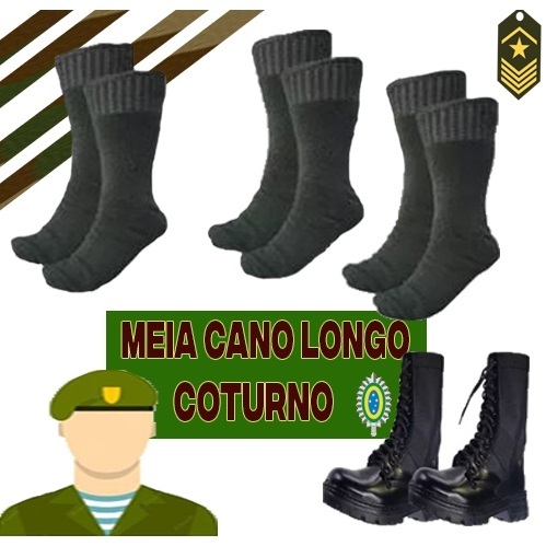 05 OU 01 PARES Meias de Coturno - Meia de cano longo Exército e para Trabalho com Bota. em Oferta na Shopee