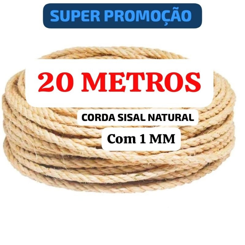 5 METROS Corda Sisal 1MM - Para Artesanatos, Lembrancinhas, Utilidades, laços e mais.