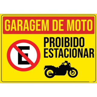ADESIVO PLACA AVISO SINALIZAÇÃO ATENÇÃO GARAGEM DE MOTO 15X21 CM OU 21X30CM AMARELA AUTO COLANTE AMBIENTE INTERNO E EXTERNO FACIL APLICAÇÃO em Oferta na Shopee
