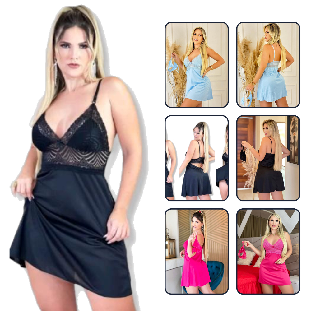 Camisola Sexy Pijama Com Calcinha Baby Doll Sensual