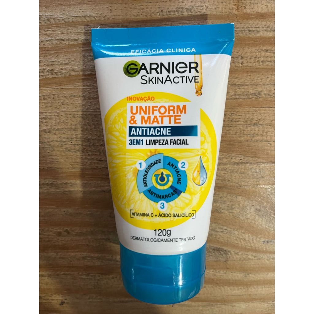 Sabonete Facial 3 em 1 Garnier Uniform & Matte Antiacne - 120g em Oferta na Shopee