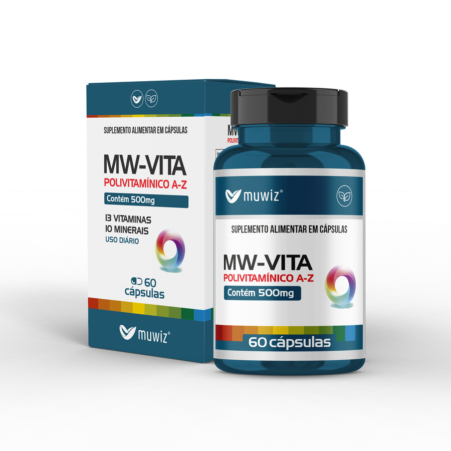 MW-Vita Multivitamínico A-Z 500mg 60 cápsulas Muwiz Polivitaminico Vitaminas e Minerais