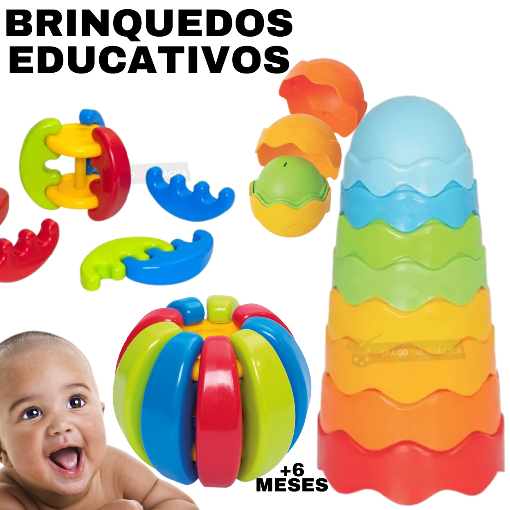 Brinquedo Educativo Para Bebê Empilhar Encaixar Montar Montessori