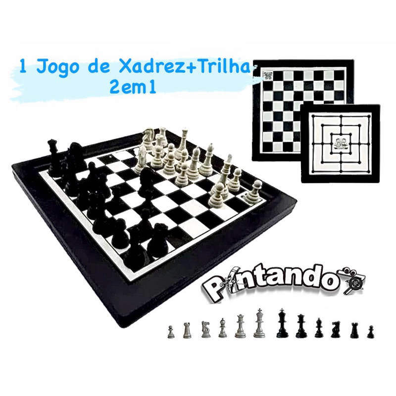 1 Jogo De Xadrez e Trilha 2 em 1 Brinquedo de Raciocínio 24x24-Dutati