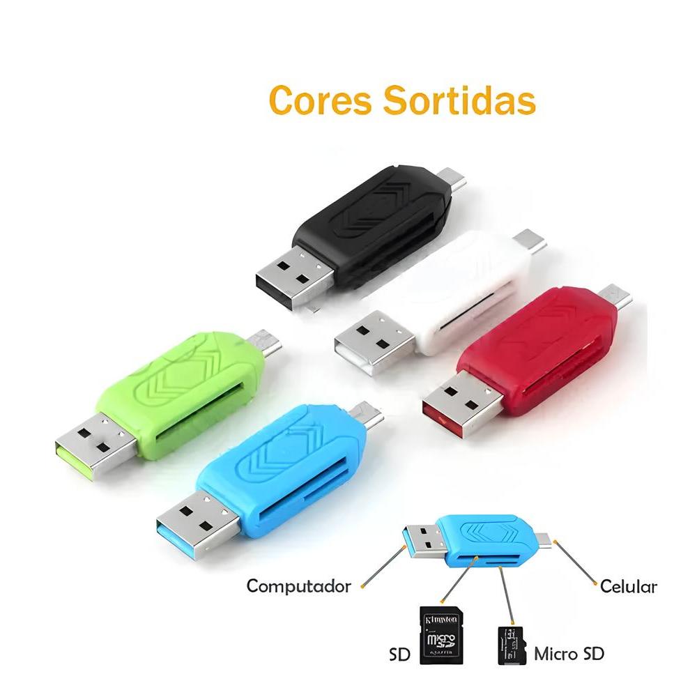 Adaptador Micro Usb Otg V8 Usb Cartão Leitor de Cartão Sd Micro Sd em Pen Drive PC tablet celular