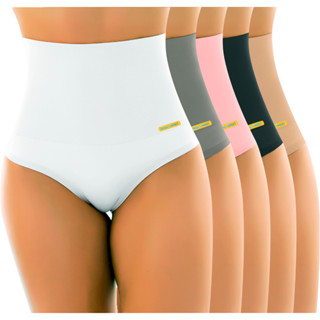 Kit com 5 Cinta Confortável Calcinha Cintura Alta