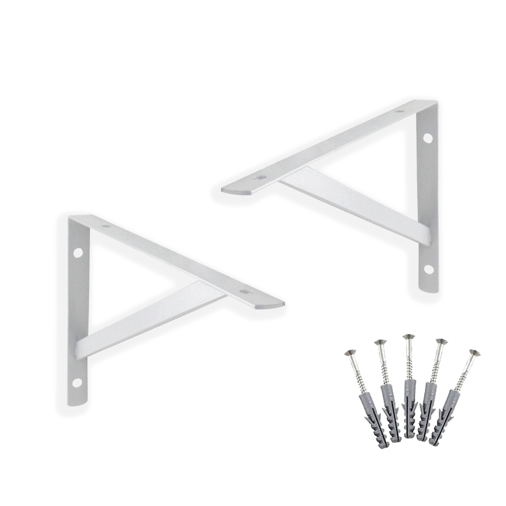2 pcs Kit Suporte Cantoneira Mão Francesa para Prateleira de 10cm - com Parafusos e Buchas - Suporta 10kg por unidade em Oferta na Shopee