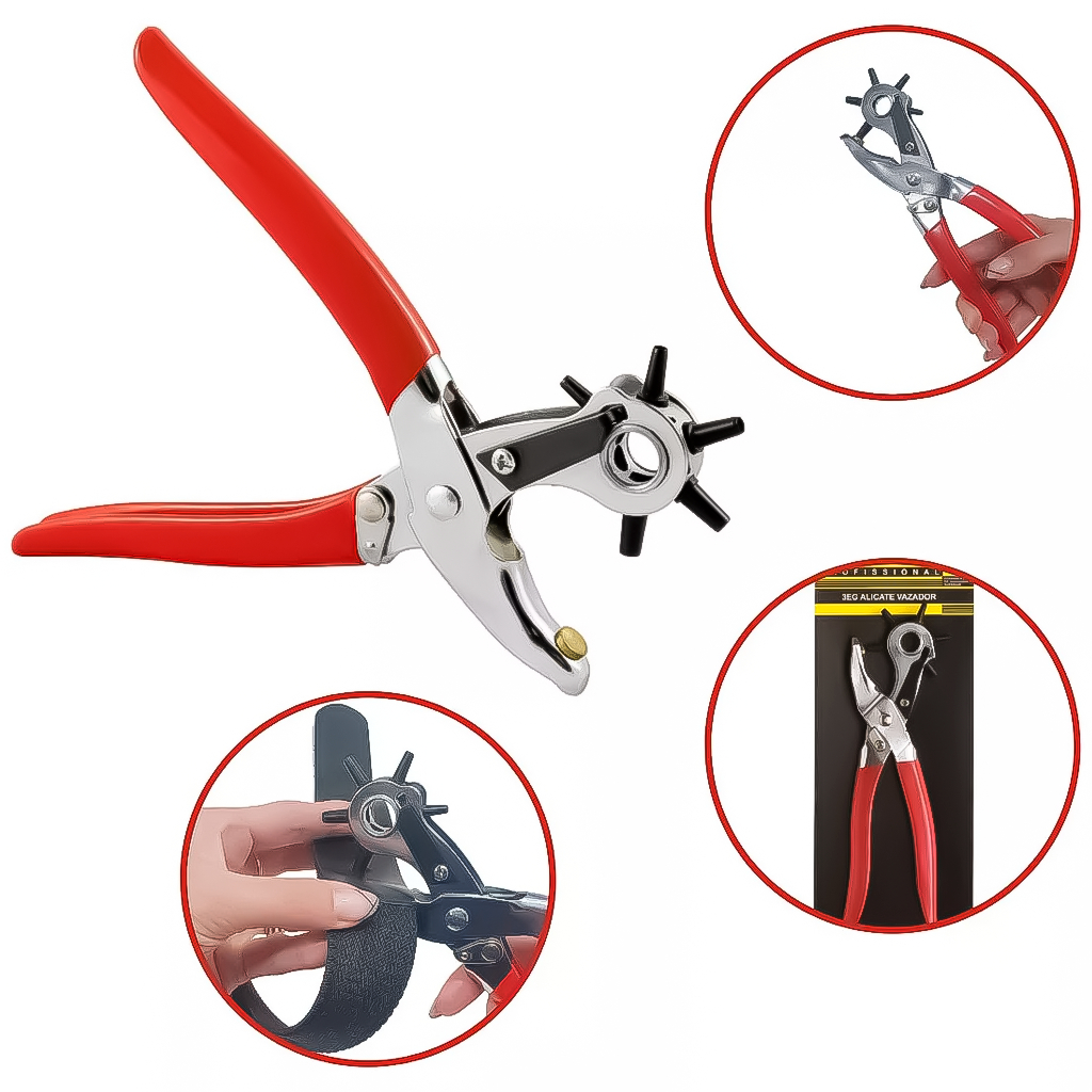 Alicate Vazador 9 Pol. Perfurador Furador Couro Eva Cinto Chinelo 6 Furos Profissional Costureira em Oferta na Shopee