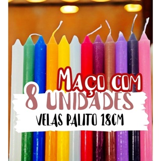 VELA PALITO - MAÇO DE 8 UNIDADES em Oferta na Shopee