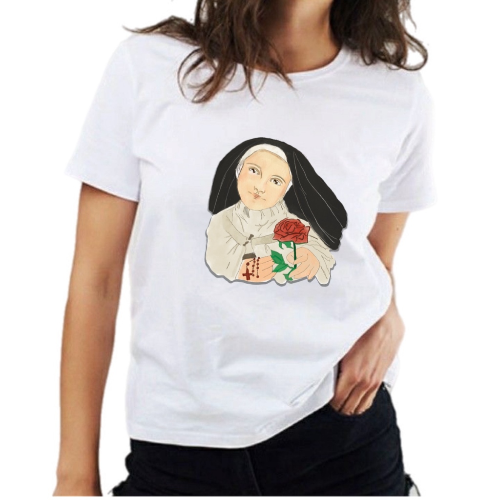 Camiseta Santa Teresinha Do Menino Jesus - T shirt Católica Santos Santa Devoção Cristã Feminina