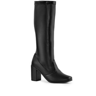 Bota Feminina Lumiss Cano Longo Stretch Bico Quadrado Salto Alto Grosso Confortável Montar...