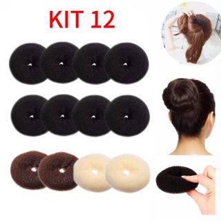 Kit 12 Acessórios Para Cabelo Mulheres Rosquinha Fazer Coque em Oferta na Shopee