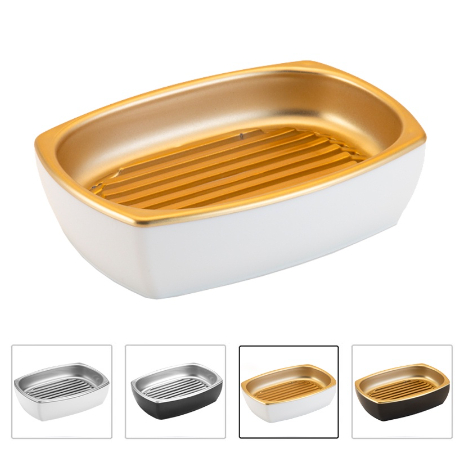 Saboneteira Preta e Cromada Conceito Luxo Com Base Removivel 12,8 cm Resistente Arthi