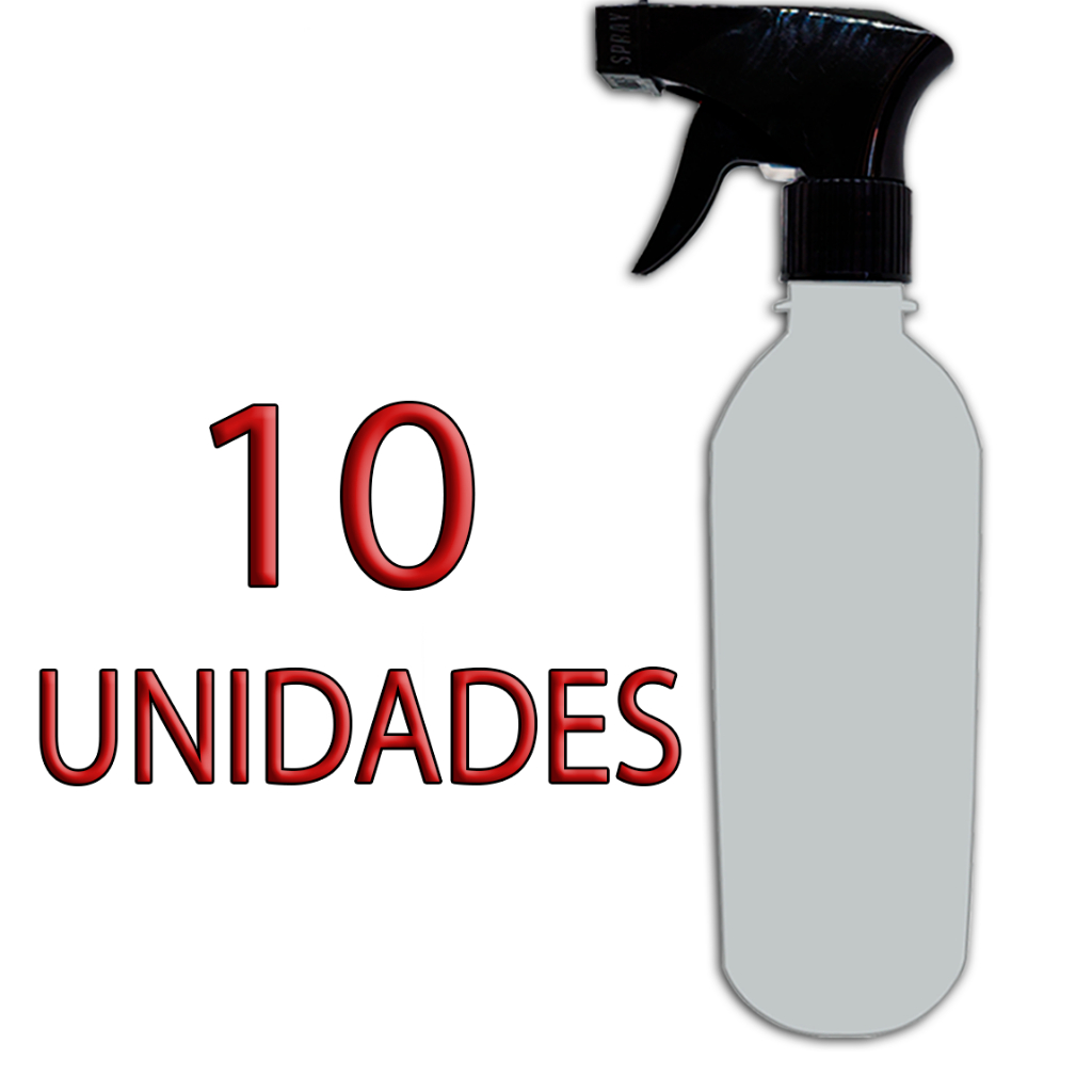 10 Embalagem Frasco Preto Pet 500ml Com Borrifador Válvula Gatilho