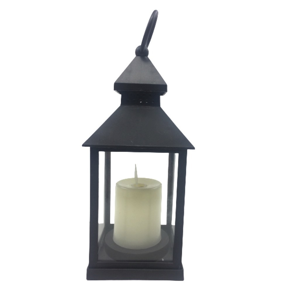 Lanterna Com Vela E Luz De Led Marroquina Lampião Decorativa 23CM