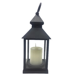 Lanterna Com Vela E Luz De Led Marroquina Lampião Decorativa 23CM