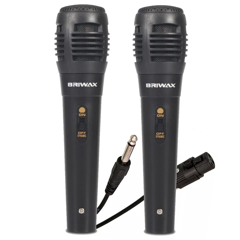Kit 2 Microfone Dinâmico Cabo de 5 Metros P10 Profissional para Caixa de Som Karaokê e Instrumentos