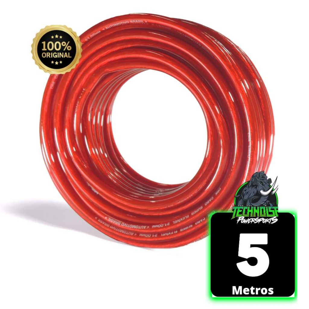 Cabo Bateria 21mm Technoise Força Som Automotivo Rolo 5 Metros 100% Cobre