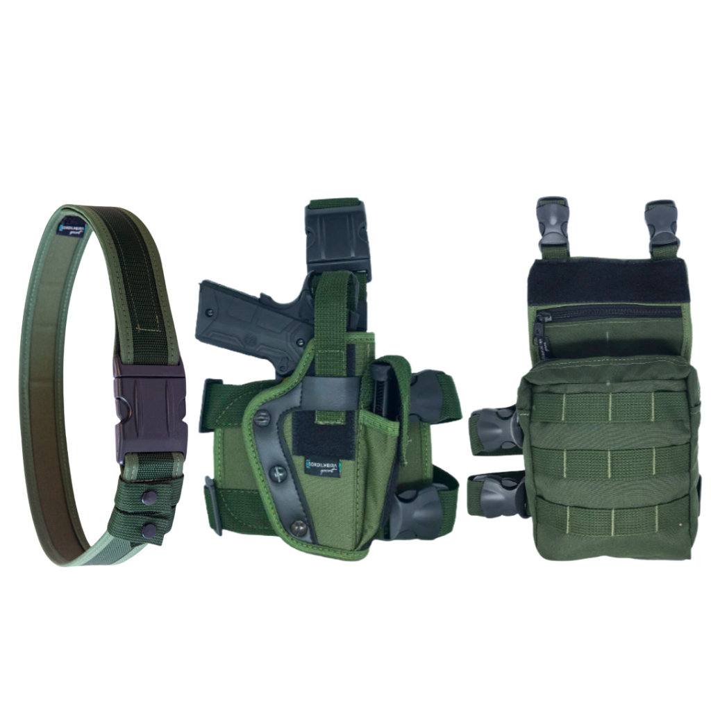 Coldre Perna Militar Robocop Cintura + 1 Cinto de Guarnição N.A +Bornal Tático Militar Modular Verde - Sports & Outdoors
