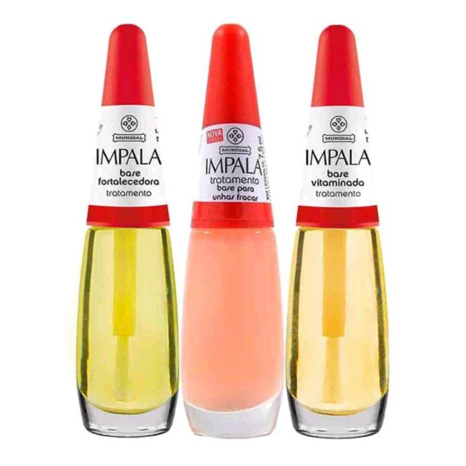 Kit 3un Bases Fortalecedora Vitaminada e Unhas fracas Impala Tratamento 7,5ml