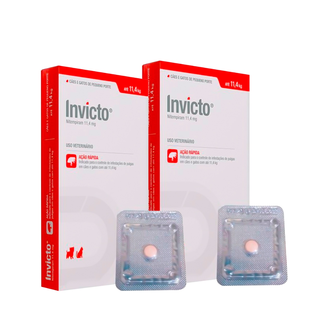 Invicto Antipulgas 11,4mg Gato e Cachorro de até 11,4 kg - 2 Comprimidos - Pets