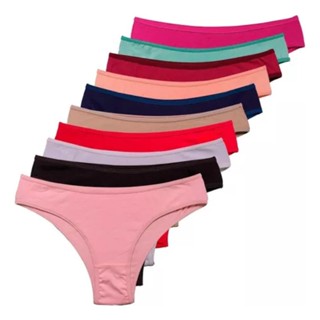 Kit 10 Calcinhas de Algodão Cotton Liso Tanga Basica Super Confortável 100 % Algodão